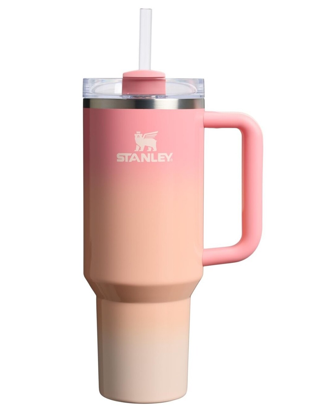Stanley Pink to Peach Ombre Travel Tumbler with Handle & Straw